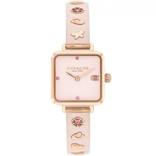 COACH 珍妮佛羅培茲廣告款 方形手鐲女錶-粉紅x玫瑰金/22mm CO14504309