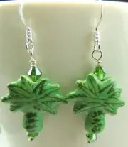 Green Tropical Palm Trees with Crystal Summer Vacation Handmade Jewelry