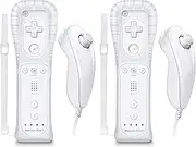 Degulan Motion Plus Wii Remote and Nunchuck Controller, Wireless Controllers Compatible with Wii/Wii U with Silicone Case and Wrist Strap (White)