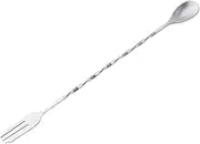 Mikinona 304 Stainless Steel Cocktail Picks Spoons Set 6pc Bar Accessories for Glasses Pitchers Twisted Picks Mixing Fork Stirring Stick