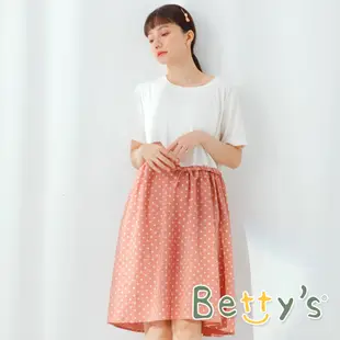 betty’s貝蒂思(11)點點拼接假兩件洋裝 (深桔色)
