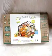 Robotime® Cathy's Flower House DIY Miniature Dollhouse Green House LED Craft Kit