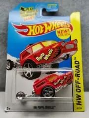 2014 Hot Wheels #87 HW Poppa Wheelie Red HW Off-Road: HW Daredevils 1:64 NIP 5sp