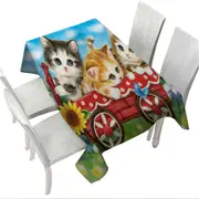 Cute Cat Drawings for Kids Kitten in Wagon Tablecloth