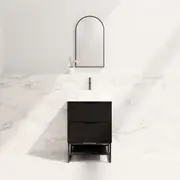 600-1500*450*830mm ABS Bali Matt Black MR Melamined Board Pancel MDF Door With PVC Coating Freestanding Vanity