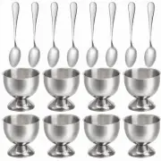 Elsjoy 8 Pack Egg Cup Holders with 8 Spoons, Stainless Steel Egg Cups Set for...