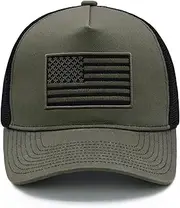 [Wodeal] American Flag Trucker Hat for Men Women, Adjustable Snapback Mesh USA Flag Baseball Cap