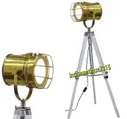 Nautical Collectible Searchlight Wooden Tripod Stand Floor Lamp Rustic Home Deco