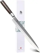 KYOKU Samurai Series - 10.5" Yanagiba Knife Japanese Sushi Sashimi Knives - Superior Japanese Steel - Wenge Wood Handle - with Sheath & Case