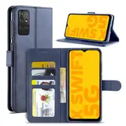 For Optus X Swift 5G SupRShield Wallet Leather Card Holder Flip Protective Shockproof Magnetic Case Cover (Navy Blue)