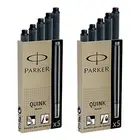 Parker Quink Permanent Ink Fountain Pen Refill Cartridges 10 Black Ink Refill...