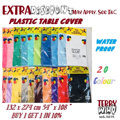 Plastic Table Cloth Colour Rectangle Cover For Wedding Birthday Party 137x274cm
