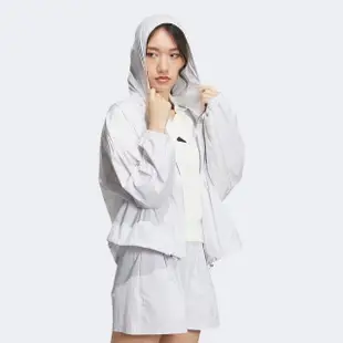 【adidas 愛迪達】連帽外套(IM8835 女款運動外套 風衣外套 灰)