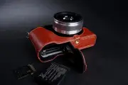 Genuine Real Leather Half Camera Case Bag Cover for Panasonic GX85 GX80 GX7 II