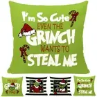 18" Christmas Santa Grinchs Cushion Covers Xmas Pillow Case Sofa Car Home DecorГ