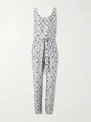 [Loro Piana] Loro Piana - Nadia Belted Printed Silk-satin Jumpsuit - Blue - IT40 IT 40 Blue