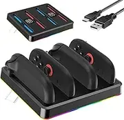 Charging Dock Station for Nintendo Switch 2 Joycon Controller, FANPL Charger Stand for 4 joy con 2 with Charging RGB Indicator and Type C Charging Cable - Flat Version