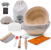 9 Inch round Banneton Bread Proofing Basket (Set of 10)-Splinter Free Proofing B