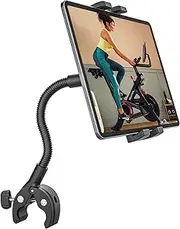 Treadmill Tablet Holder, Gooseneck Tablet Mount for Bike, Handlebar iPad Clamp for Peloton Spin Bike, Wheelchair, Stroller, Gym Bicycle, Compatible with iPad Pro, Galaxy Tabs, iPhone, 4.7-13" Devices