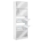 Artiss Shoe Cabinet Mirror Shoes Organiser Storage Rack White Cupboard Shelf New