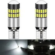 KaTur T10 168 175 194 2825 W5W LED Light Bulbs CanBus Erro Free 3014 30SMD Lens 300Lumens Super Bright DC 12V Interior Map Dome Courtesy License Plate Side Marker Lights Xenon White 2.7W (2-Pack)