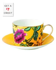 Wedgwood Wonderlust Yellow Tonquin Teacup & Saucer Set with $7 Credit