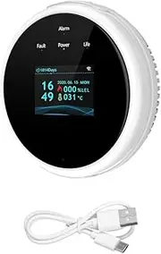 Gas Leak Detector WiFi Home Gas Alarm USB Powered APP Temperature Alarm Clock Display for Home Kitchen Camper Trailer RV Voice Prompt Color Screen Kitchen Natural Propane Gas Detector