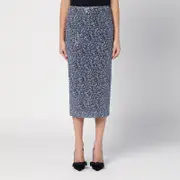 [ROTATE Birger Christensen] Sequined midi skirt with purple print 38 DK Multicolor