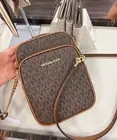 Michael Kors MK Jet Travel Set Flight Bag North South Crossbody Brown Signature