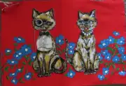 100% Cotton Tea Towel Cats