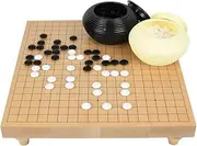 Masters Go Set with Raised Wooden Board and Yunzi Go Stones - Wooden Goban with Authentic 9mm Bi-Convex Yunzi Go Stones and Go Bowls - Full Size Go Set for Beginners and Experienced Players