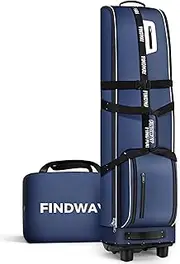 Findway Golf Travel Bag with Wheels [Upgraded], 1680D Heavy Duty Oxford Wear-Resistant Waterproof Travel Golf Bag Case with [Extra Removable Pad], Premium Golf Flight Bag to Protect Clubs for Airline