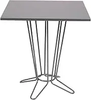 Tramontina Barcelona Square Table Column Central in Graphite Multilaminate with Steel Base Graphite Finish, 70 cm Size