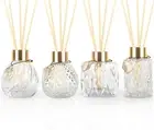 4Pcs Reed Diffuser Set with Metal Golden Decoration, 3.5-4.2Oz Empty Reed Diffus