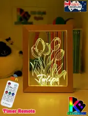 TULIP FLOWERS PERSONALISED 3D LED Night Light 7 Colour Change Kids Room Lamp