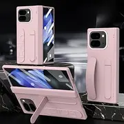 [Jarttarn] Case Compatible with Google Pixel 9 Pro Fold, with Foldable Screen Stand and Wristband, with A Fully Wrapped Protective Cover for The Shell Film Hinge (Pink)