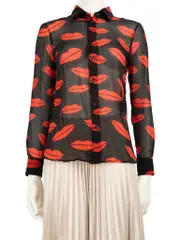 Lip Patterned Long Sleeve Shirt