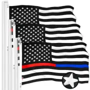 NEW G128 Thin Blue & Red Line Flag 3-Pack 3x5 FT, Support Embroidered Polyester