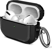 Airpods Pro 2 2nd Generation Case Cover and Airpods Pro 1st Case with Keychain, Full Body Military Armor Rugged Cover Case for Airpods Pro 2nd 2022 and Airpods Pro 2019 Front LED Visible - Black
