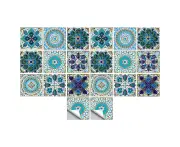 2 Sets of Mandala Stitching Small Floral Simulation Tile Stickers, Home Kitchen and Bathroom Decoration Self-Adhesive Wall Stickers