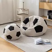 Soccer Bean Bag Cover (Filler Not Included) Chenille Bean Bags for Kids and Adults Football Bean Bags Organizing Plush Toys for Girls and Boys Unpadded Seat Cushion Cover Gaming Chair Indoor(100cm)