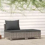 2 Piece Garden Lounge Set with Cushions Grey Poly Rattan, Furniture Sets, Patio Furniture