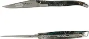 Laguiole en Aubrac Handmade Luxury Folding Pocket Knife, 4.8-in (12cm), Stabilized Buckeye Burl Blue Handle, Hand Forged Bee, Stainless Steel Shiny Bolsters