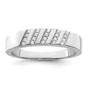 Sterling Silver Brilliant Embers Rhodium-Plated 20 Stone Micro Pav Cz Men'S Ring