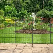 INJOPEXI Decorative Garden Fence Panels, 6 Pieces, 13ft(L) x 36in(H), Black Metal, Rustproof, No Dig, Animal Barrier, Without Gate