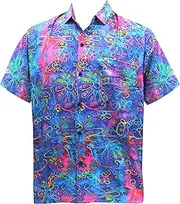 [LA LEELA] Shirt Casual Button Down Short Sleeve Beach Shirt Men Aloha Pocket 224