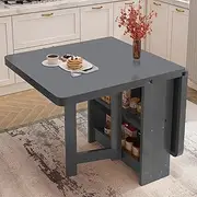 Solid Wood Drop Leaf Dining Table with Storage Shelf Foldable and Versatile for Kitchen Dining Room Office Collapsible and Extendable Dinner Table