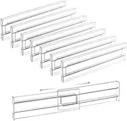 8 Pack Drawer Dividers,Adjustable Clear Plastic Drawer Separators for Kitchen, Dresser, Bedroom, Clothes, Bathroom and Office Storage