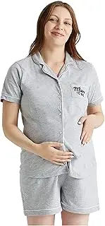 [PyjamaPlanet] Ladies Maternity Short Pyjama Set Button Collar Mum To Be PJs