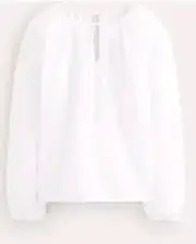 Boden Serena Doublecloth Blouse Women's Size 4 White Peasant Lightweight